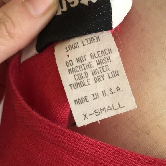 Vintage Crew Neck Boxy Hot Pink Linen Tank Top Blouse Size XS - Picture 6 of 6